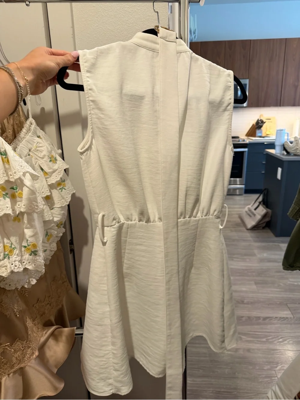 Zara White Sleeveless Belted Linen Romper